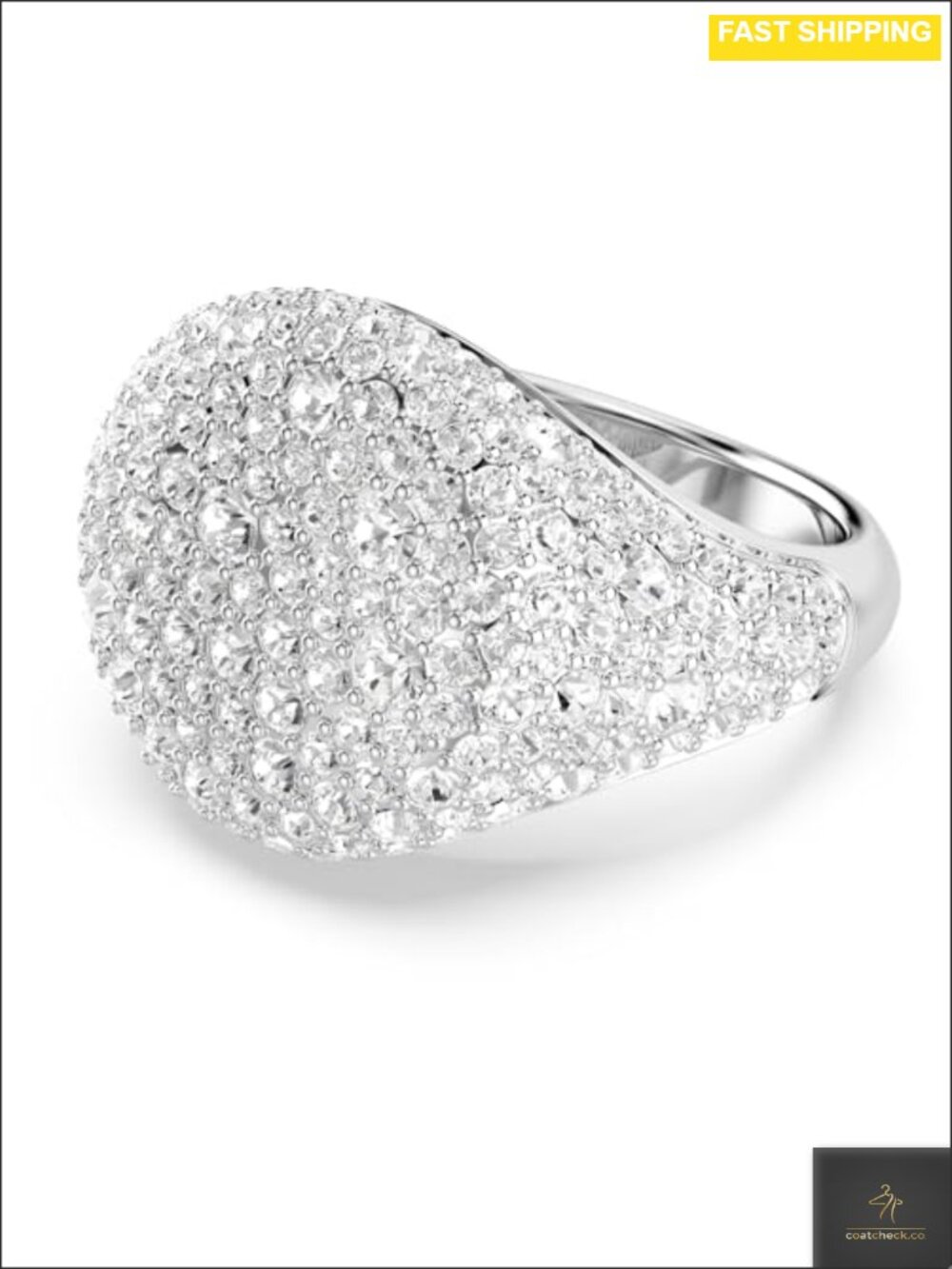Swarovski Meteora Cocktail Ring Clear Crystals Rhodium Finish Statement